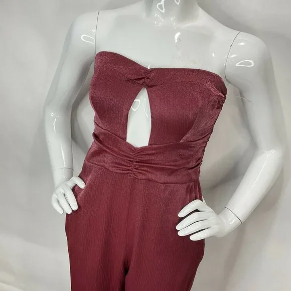 House of Harlow Jumpsuit Women Size S Red Revolve Strappless Shimmer Nwt $228